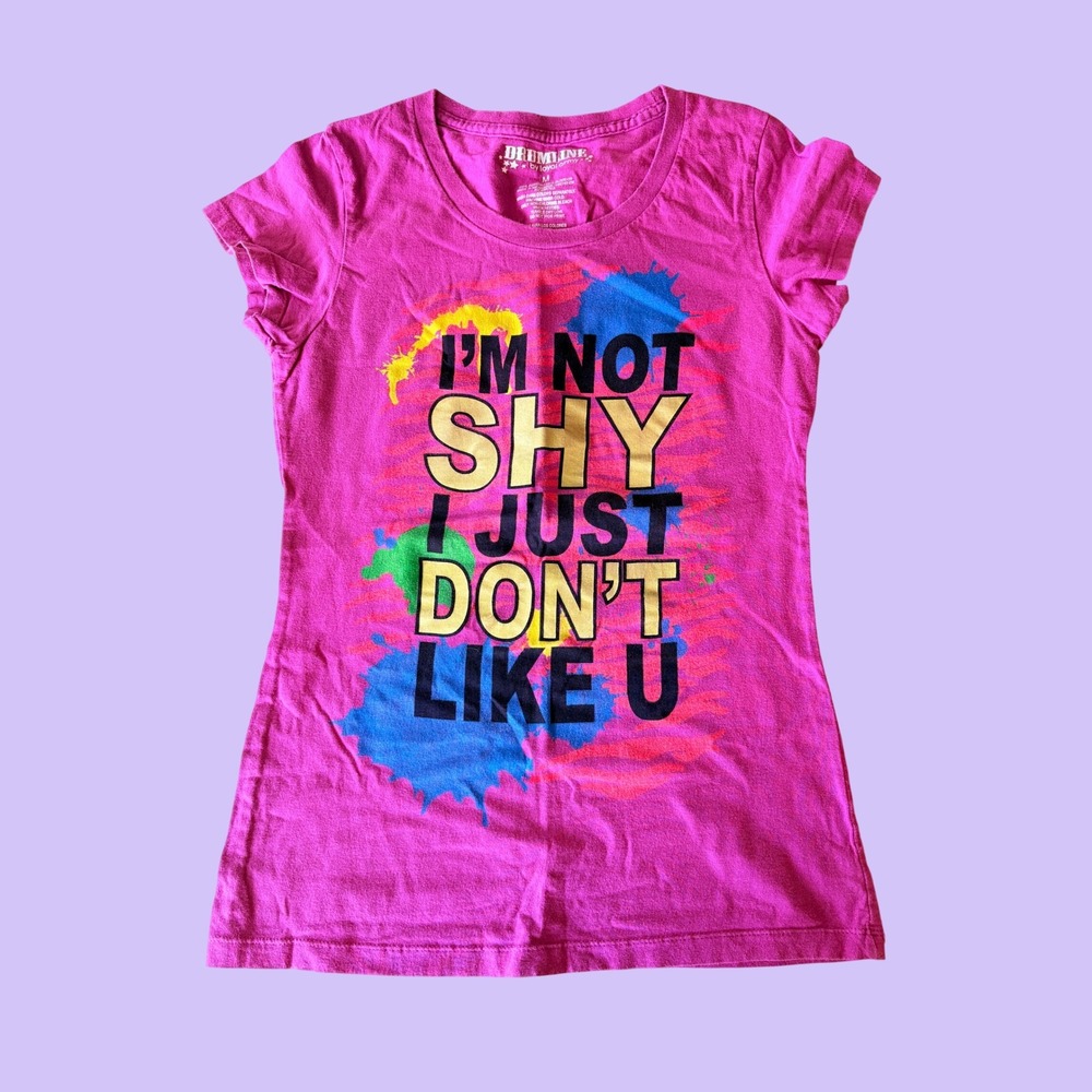 Y2K Drumline Pink Graphic Tee I'm Not Shy I Just Don't Like U Scene #17